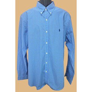 Ralph Lauren Mens Classic Fit Blue Plaid Shirt XL